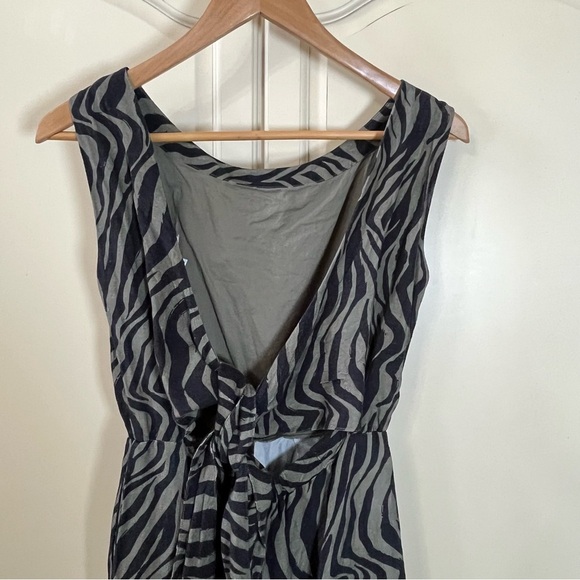 Anthropologie Linen Blend Corey Lynn Calter Onyx Wrap Jumpsuit in Zebra Size XS - Picture 6 of 9